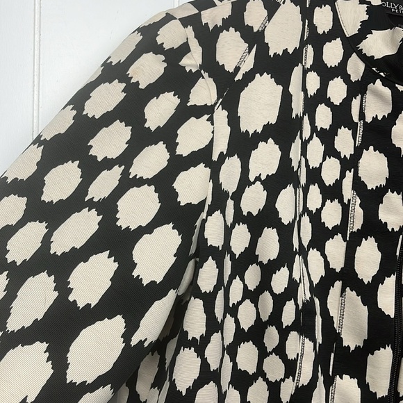 Molly & Maxx Womens Blazer/Jacket PM Black Tan Zip Front Animal Print Lined EUC - Picture 4 of 10